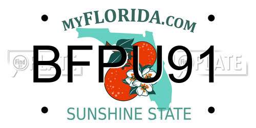 BFPU91 Florida License Plate