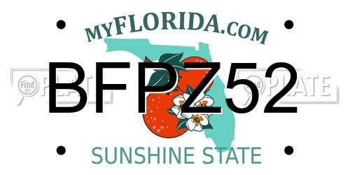 BFPZ52 Florida License Plate