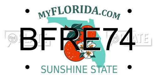BFRE74 Florida License Plate