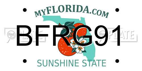 BFRG91 Florida License Plate