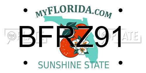 BFRZ91 Florida License Plate