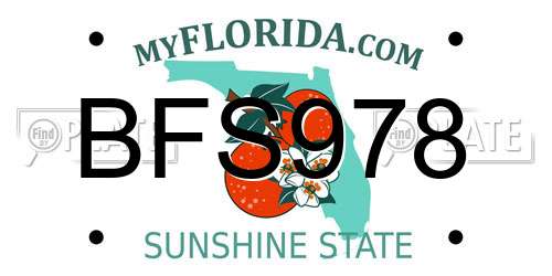 BFS978 Florida License Plate