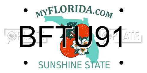 BFTU91 Florida License Plate