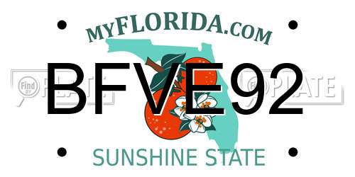 BFVE92 Florida License Plate