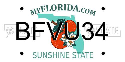 BFVU34 Florida License Plate