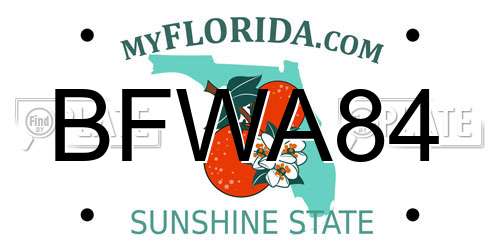 BFWA84 Florida License Plate