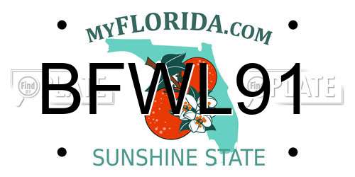 BFWL91 Florida License Plate