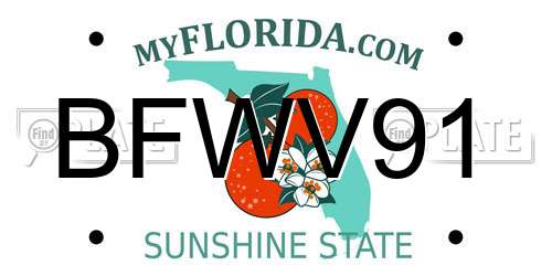 BFWV91 Florida License Plate