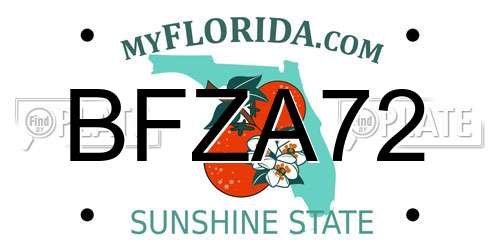 BFZA72 Florida License Plate