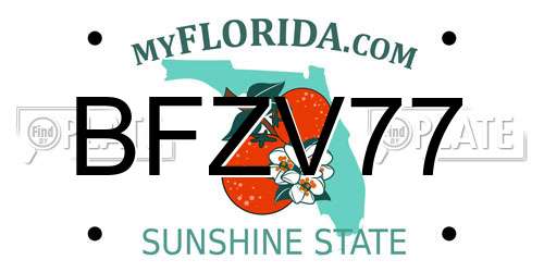 BFZV77 Florida License Plate