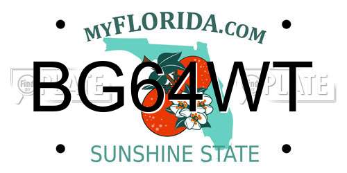 BG64WT Florida License Plate