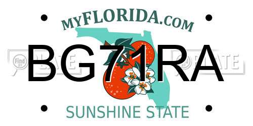 BG71RA Florida License Plate