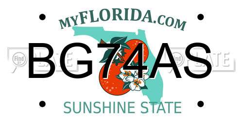 BG74AS Florida License Plate