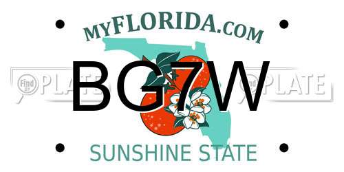 BG7W Florida License Plate