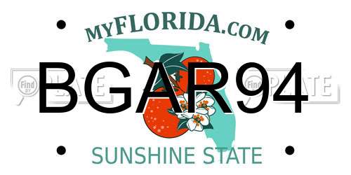 BGAR94 Florida License Plate