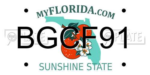 BGCF91 Florida License Plate