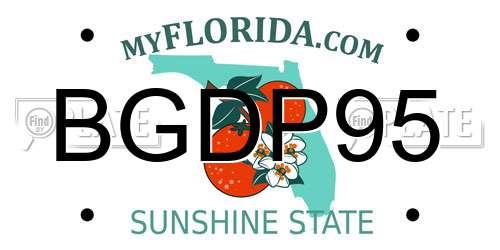 BGDP95 Florida License Plate