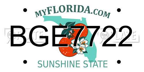 BGE7722 Florida License Plate