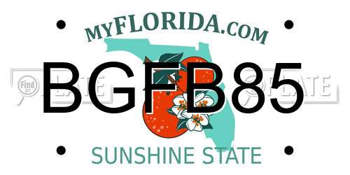 BGFB85 Florida License Plate