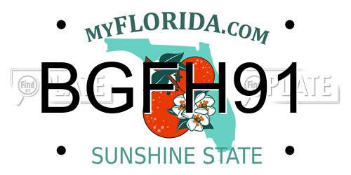 BGFH91 Florida License Plate