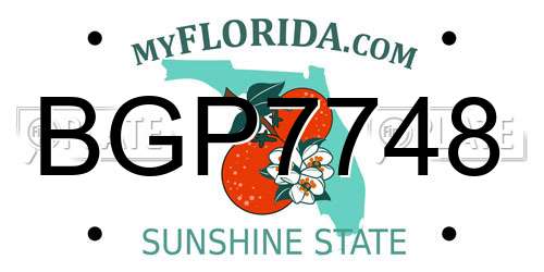 BGP7748 Florida License Plate