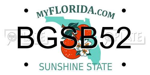 BGSB52 Florida License Plate