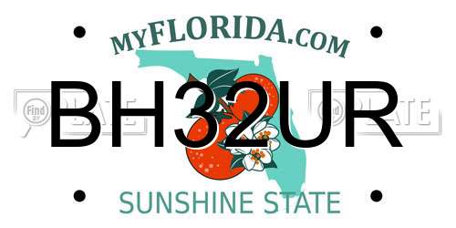 BH32UR Florida License Plate
