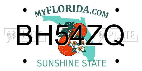 BH54ZQ Florida License Plate