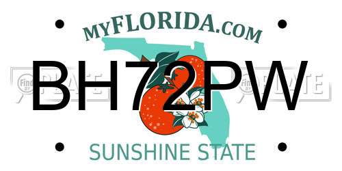 BH72PW Florida License Plate