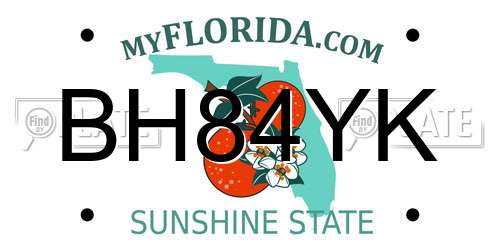 BH84YK Florida License Plate