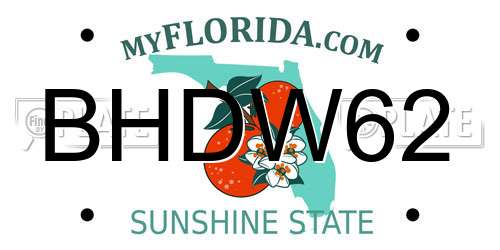 BHDW62 Florida License Plate
