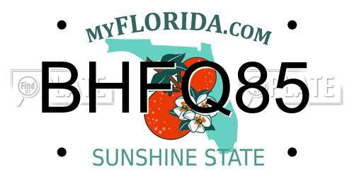 BHFQ85 Florida License Plate