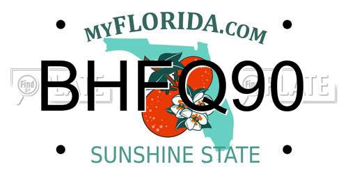 BHFQ90 Florida License Plate