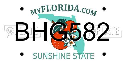 BHG582 Florida License Plate