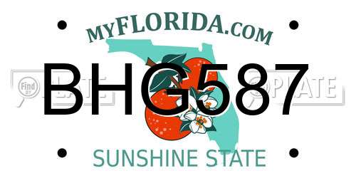 BHG587 Florida License Plate