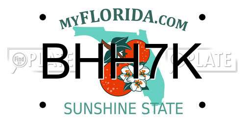 BHH7K Florida License Plate