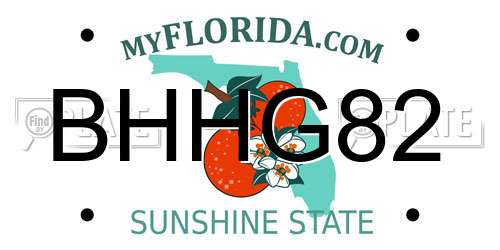 BHHG82 Florida License Plate