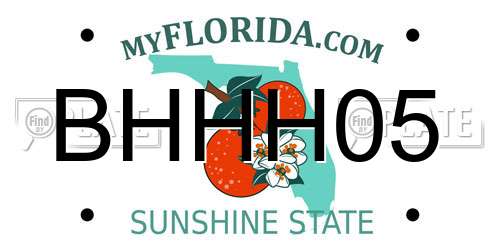 BHHH05 Florida License Plate