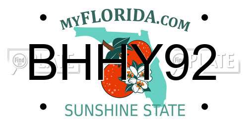 BHHY92 Florida License Plate