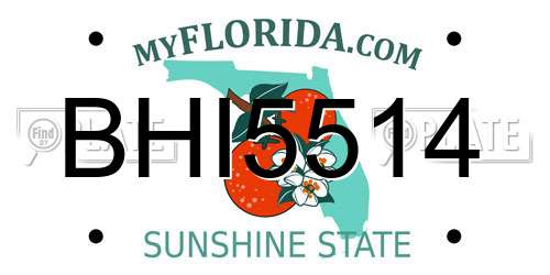 BHI5514 Florida License Plate