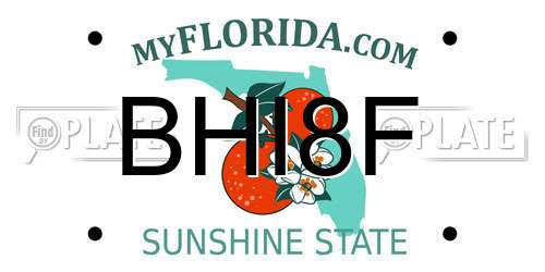BHI8F Florida License Plate