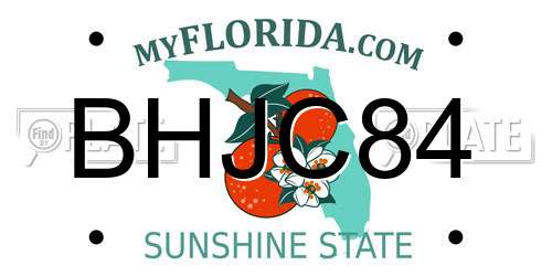 BHJC84 Florida License Plate