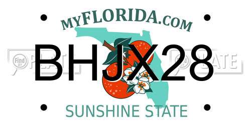 BHJX28 Florida License Plate