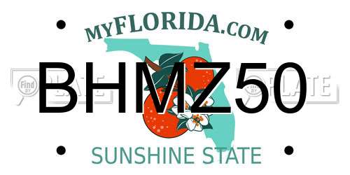 BHMZ50 Florida License Plate