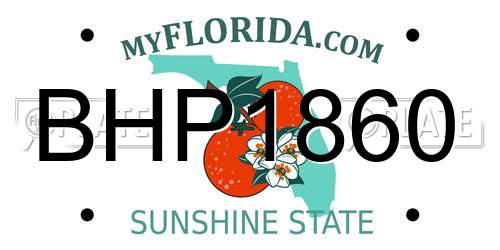 BHP1860 Florida License Plate