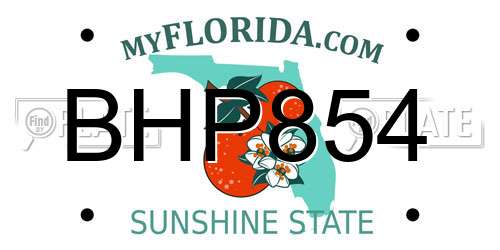 BHP854 Florida License Plate