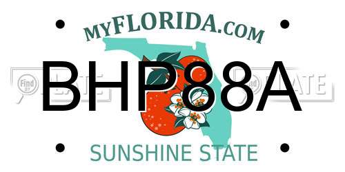 BHP88A Florida License Plate
