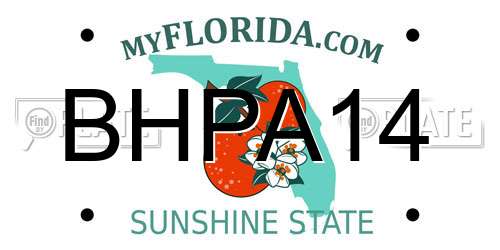 BHPA14 Florida License Plate
