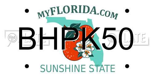 BHPK50 Florida License Plate