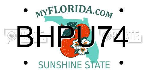 BHPU74 Florida License Plate